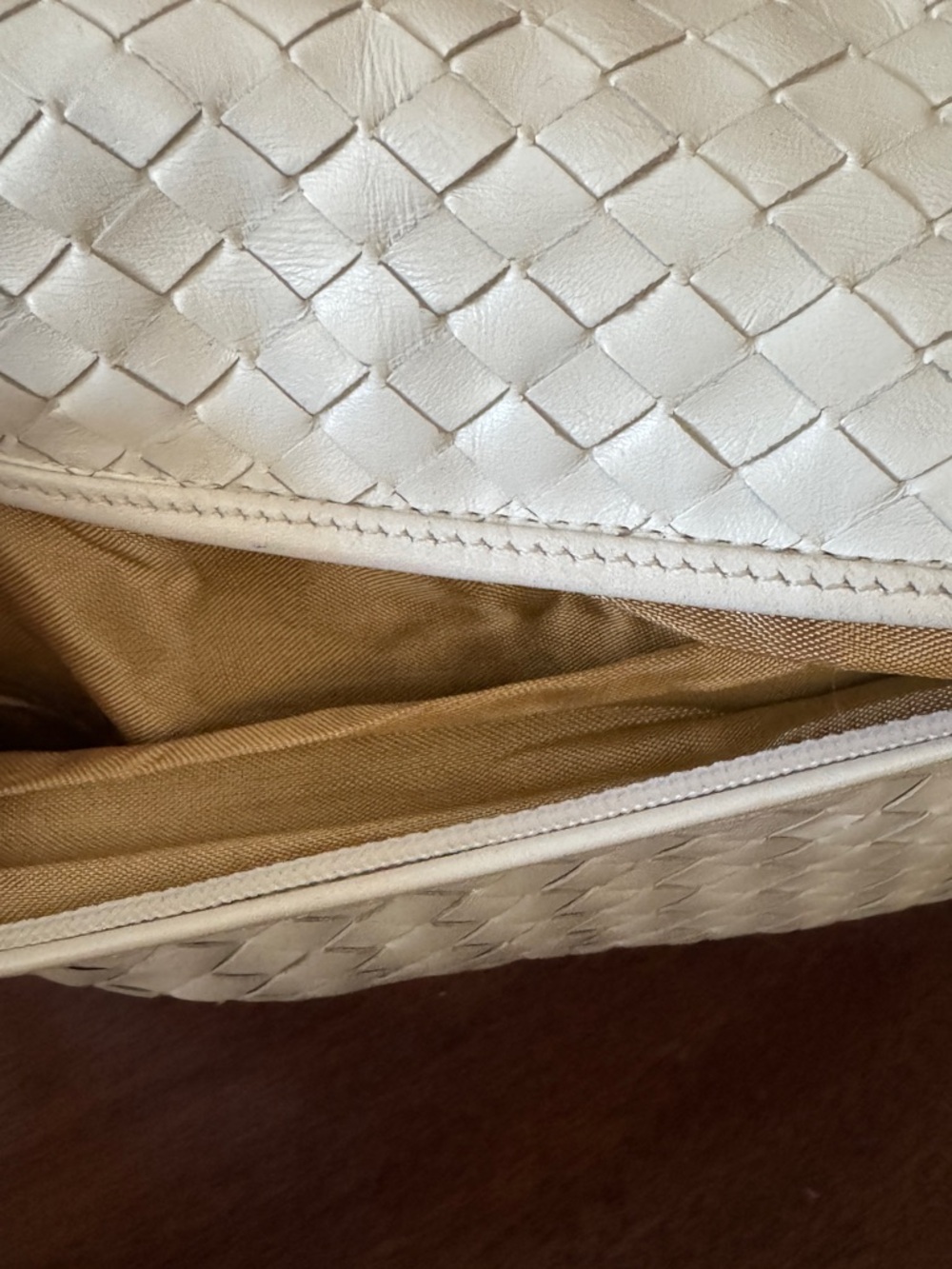 Gorgeous Vintage 80s Basketweave Etienne Aigner White Woven Leather Shoulder Bag - Picture 4 of 8